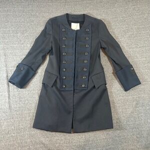 3.1 Phillip Lim Black Military Like Frock Coat Ribbon Detail Jacket Size 2 NWT